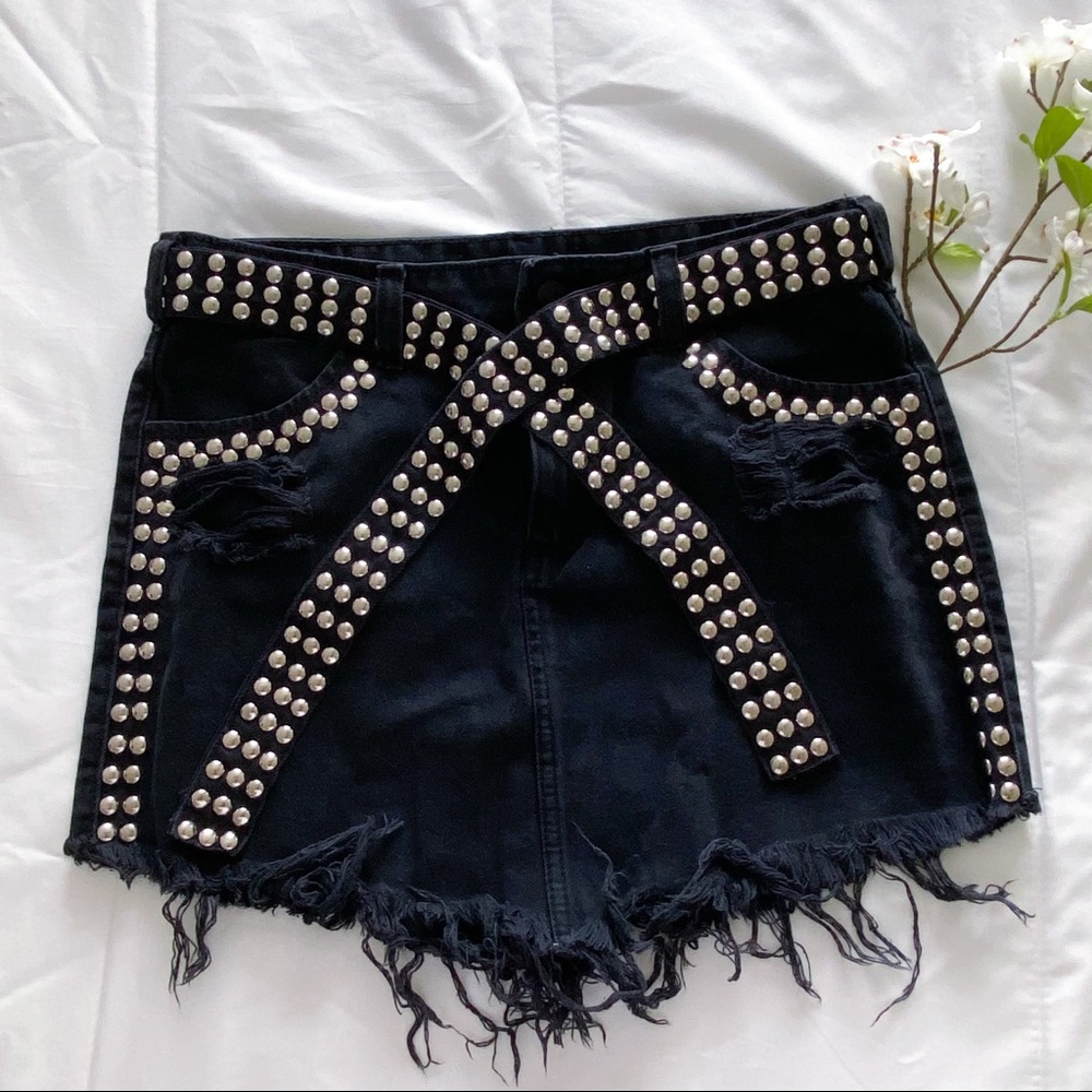 studded jean skirt